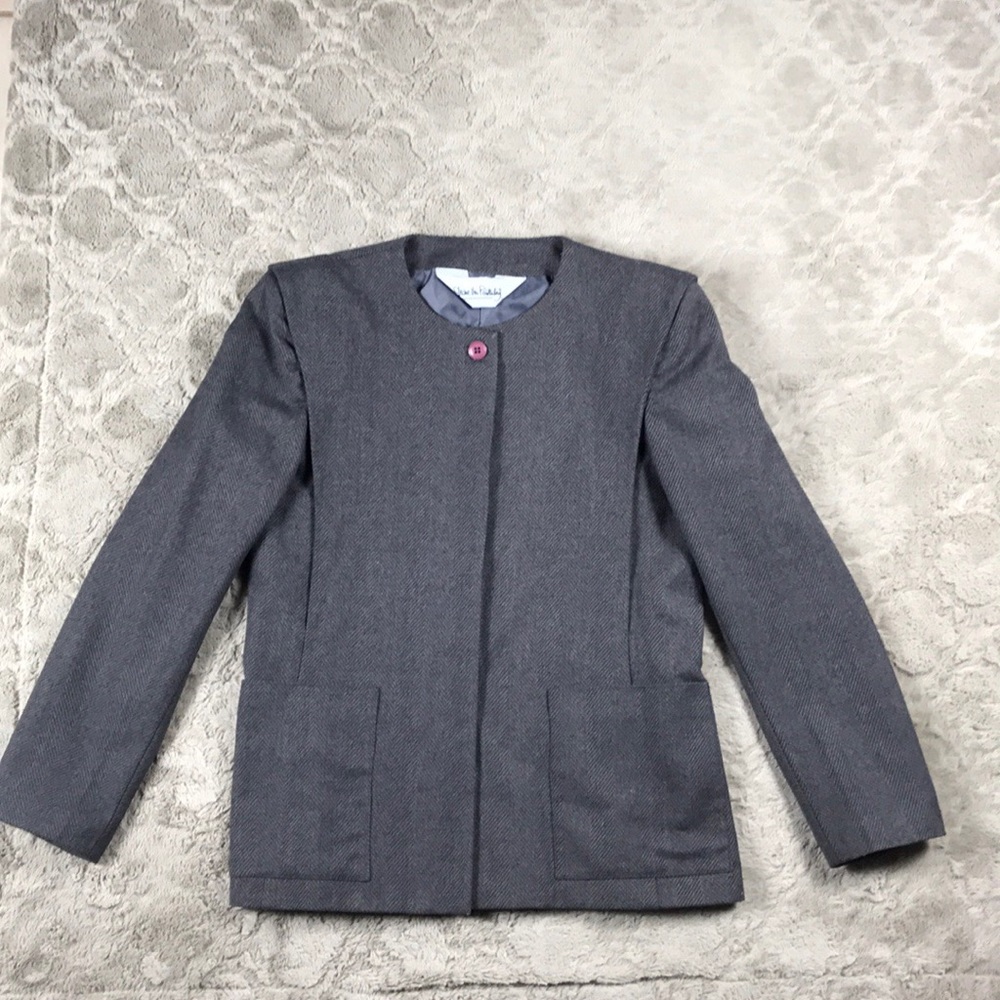 Diane Von Furstenberg Wool Blazer Herringbone DVF